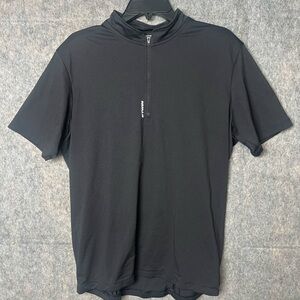 BTWIN Decathlon Men Large High Neck Black‎ Cycling Short Sleeve Summer Jersey